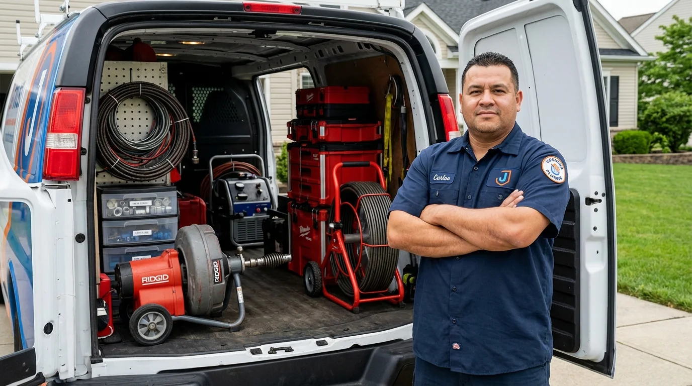 Professional drain cleaning equipment and Johns Plumbing LLC plumber in Stroudsburg