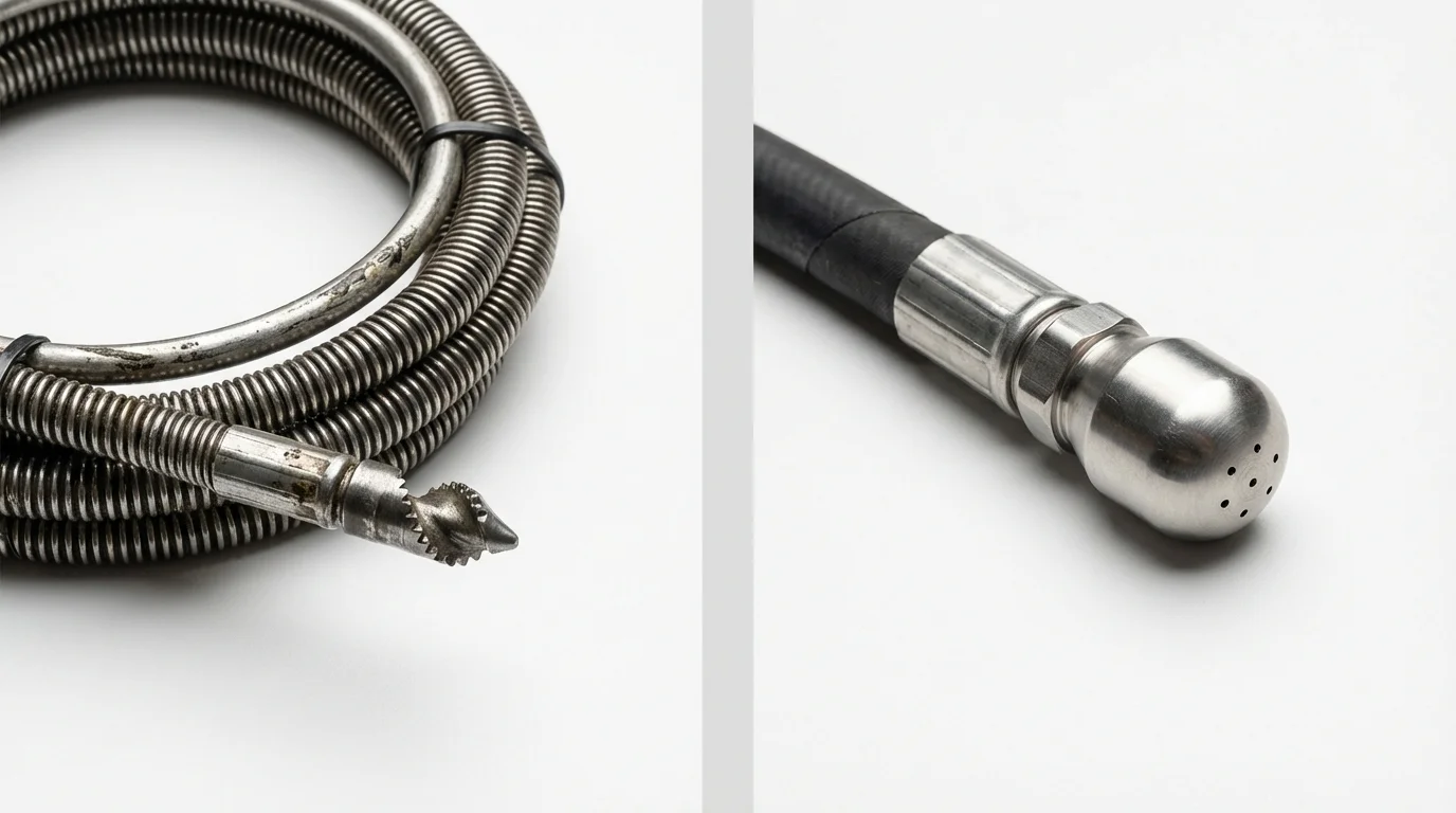 Drain snake cable and hydro jetting nozzle used for drain cleaning in Stroudsburg, PA